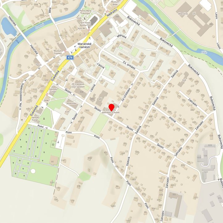 Mapa školy z Mapy.cz