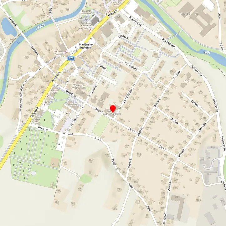 Mapa školy z Mapy.cz